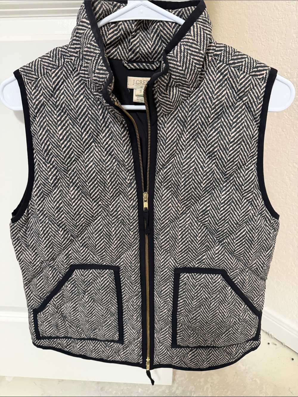 J. Crew Black and Cream Quilted puffer Vest